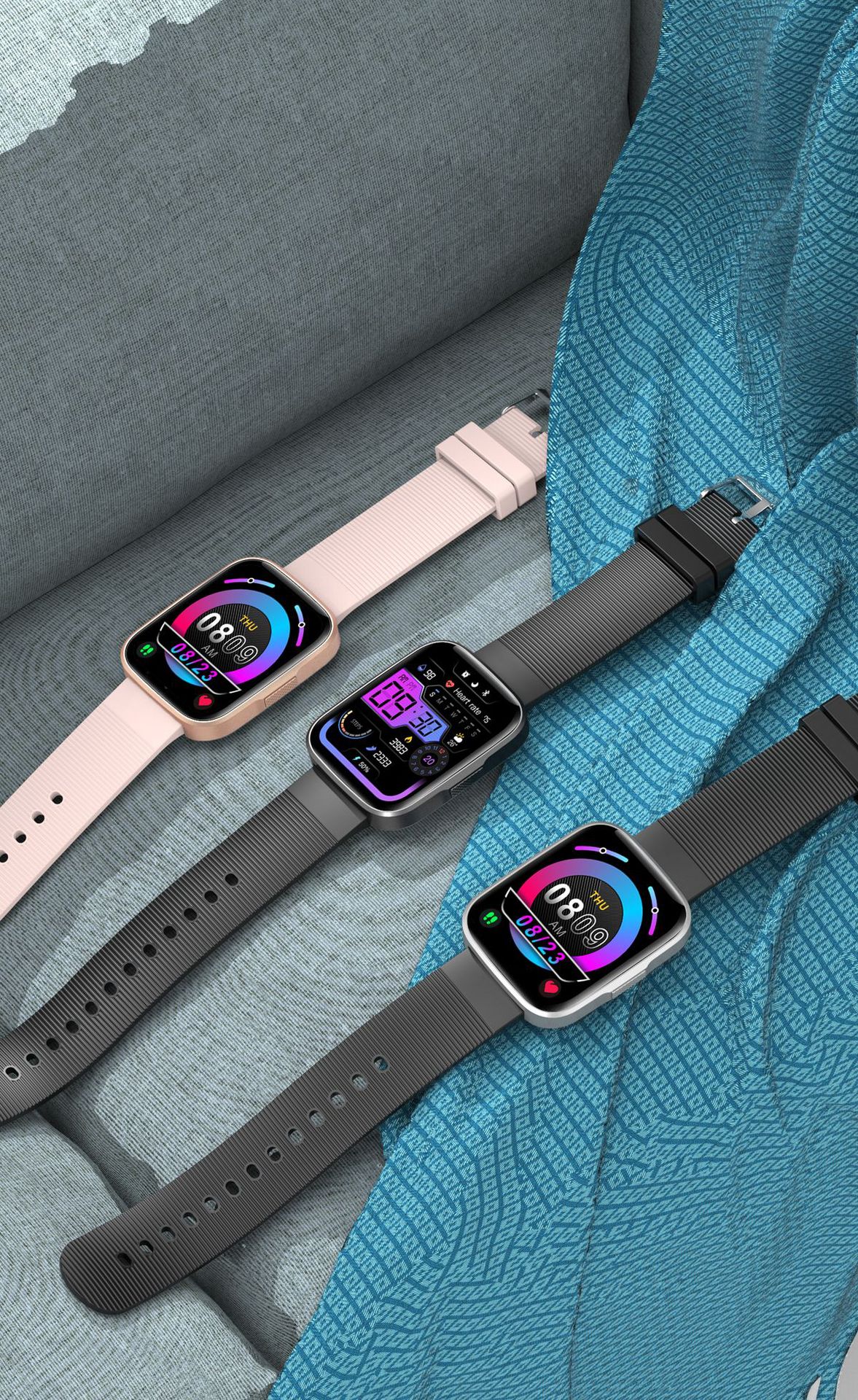 探索新KT58S时尚运动智能手表 1.69英寸大屏，心率血压血氧监测，多运动模式智能手环